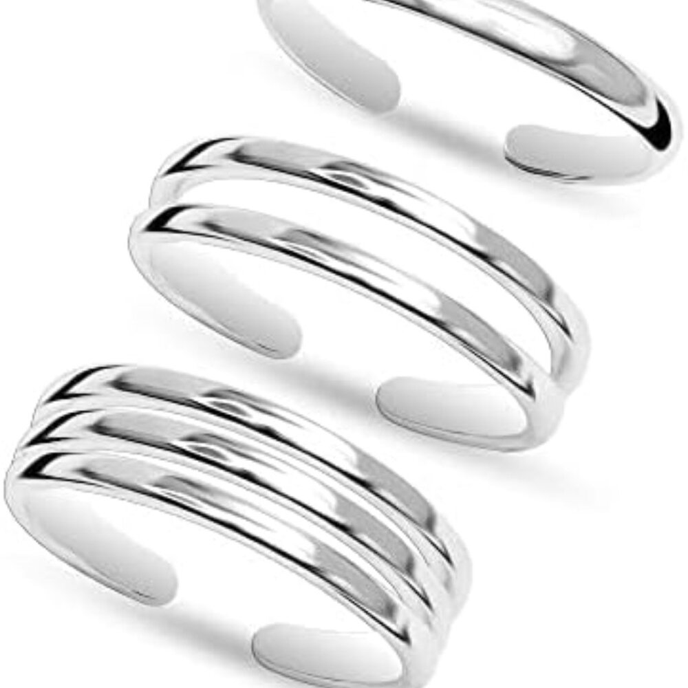 925 Sterling Silver Open Toe Rings Set For Women Adjustable Minimalist Toe Rings